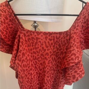 Orange Leopard Print Women's Top